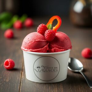 sorbet framboise poivron rouge par glacier terres de glaces