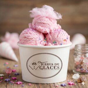 crème glacée artisanale à la barbe à papa